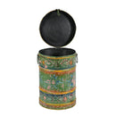 Farmhouse Style Hand Painted Metal Canister With Lid