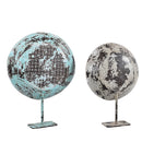 Farmhouse Style Distressed Blue Vinatge Metal Seive On Display Stand