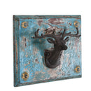 Eclectic Long Horn Deer Head Distressed Blue Wall Decor