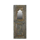 Farmhouse Style Hand Carved Vintage Window With Mirror Wall  Panel