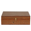15 in. x 10 in. Vintage Wooden Jewerly Box With Brass Inlay