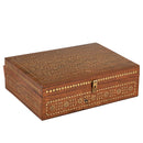 15 in. x 10 in. Vintage Wooden Jewerly Box With Brass Inlay