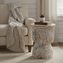 Ranch Style Antique Wooden Mortar Repurposed End Table