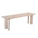 Mid Century Modern Solid Wood Distressed White 60 in. Long Bench