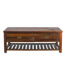 Country Style Distressed Spalted Wood Coffee Table With Drawers