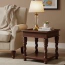 24 in. Square Solid Wood Vintage End Table With Iron Grill Inset