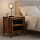 Farmhouse Style Reclaimed Wood 22 in. Wide Nightstand With Copper Pipe Frame