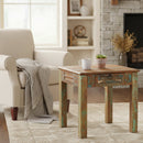 24 in. Sqaure Distressed Painted Solid Wood End Table With Drawer