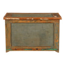 31in. Wide Vintage Wood Chest With Distressed Aluminium Insets
