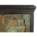 Ranch Style Antique Carved Distressed Doors Repurposed 73 in. Sideboard With Open Shelf