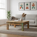 Farmhouse Style 40 in. Square Distressed Solid Wood Coffee Table