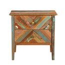 Farmhouse Style Distressed Painted 24 in. Wide Solid Wood Nightstand With Drawers