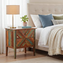 Farmhouse Style Distressed Painted 24 in. Wide Solid Wood Nightstand With Drawers