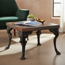 Ranch Style 24" Square Wooden End Table With Forged Iron Legs