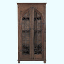 Ranch Style Distressed Wood Rustic Wine Cabinet With Iron Grills