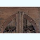 Ranch Style Distressed Wood Rustic Wine Cabinet With Iron Grills