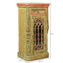 Farmhouse Style Reclaimed Wood 40 in. Tall Distressed Green Cabinet With Iron Grill