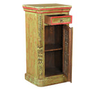 Farmhouse Style Reclaimed Wood 40 in. Tall Distressed Green Cabinet With Iron Grill