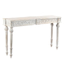 Elegant Victorian Style Hand Carved 12" Deep Solid Wood Console - Distressed White