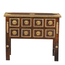 Ornate Brass Accented Solid Wood 36 in. Long Cabinet With Drawers