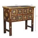 Ornate Brass Accented Solid Wood 36 in. Long Cabinet With Drawers