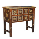 Ornate Brass Accented Solid Wood 36 in. Long Cabinet With Drawers
