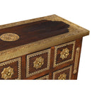 Ornate Brass Accented Solid Wood 36 in. Long Cabinet With Drawers