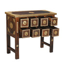 Ornate Brass Accented Solid Wood 36 in. Long Cabinet With Drawers