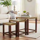 Elegant Brass Foil Cladded Solid Wood Nesting Tables- Set of 3