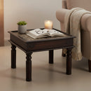 Farmhouse Style Hand Carved Wooden Panel Inset 24 in. Square End Table