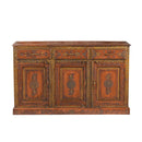 Eclectic Hand Painted Solid Wood 59 in. Wide Buffet With Drawers