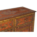 Eclectic Hand Painted Solid Wood 59 in. Wide Buffet With Drawers