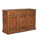 Eclectic Hand Painted Solid Wood 59 in. Wide Buffet With Drawers