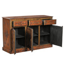 Eclectic Hand Painted Solid Wood 59 in. Wide Buffet With Drawers