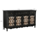 Farmhouse Style Rustic Iron Grill Solid Wood 71 in. Long Sideboard With Drawers