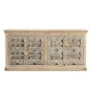 Antique Lotus Carved Doors Upcycled 85 in. Long Solid Wood Sideboard