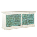 Distresssed Blue Antique Doors Repurposed Solid Wood 85 in. Extra Large Credenza