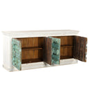 Distresssed Blue Antique Doors Repurposed Solid Wood 85 in. Extra Large Credenza