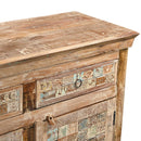 Farmhouse Style Salvaged Wood Carvings Upcycled 35 in. Tall Sideboard With Drawers