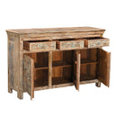 Farmhouse Style Salvaged Wood Carvings Upcycled 35 in. Tall Sideboard With Drawers