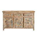 Farmhouse Style Salvaged Wood Carvings Upcycled 35 in. Tall Sideboard With Drawers