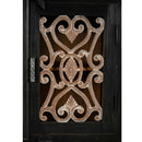 Distressed Black Finish 56 in. Long Solid Wood Buffet With Iron Grill Insets