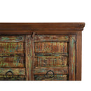 Country Style Distressed Blue Green Antique Doors 83 in. Long Solid Wood Credenza