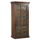 Distressed Antique Door Upcycled Ranch Style 33 in. Wide Solid Wood Armoire