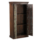 Distressed Blue Teak Wood Antique Door Repurposed 67 in. Tall Bedroom Armoire