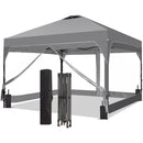 Ainfox 8ft x 8ft Pop Up Canopy Beach Tent with 4 Removable Clear PVC Sidewalls for Events, Parties, Camping