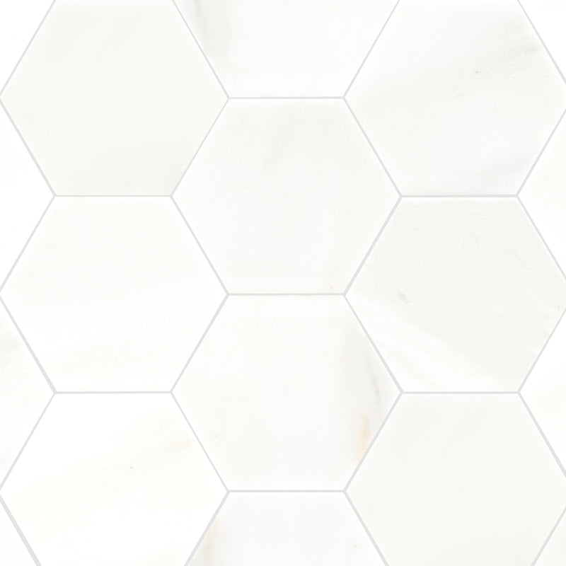 Greecian White 8"x9" Hexagon Polished Marble Mosaic Floor And Wall Tile - MSI Collection tile view 2