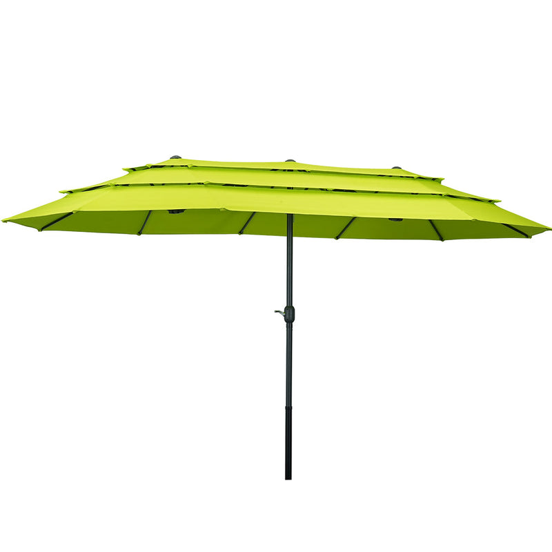15' linen triple vent market patio umbrella with base Ainfox 15ft 3-Tier Patio Umbrella Beach Umbrella Market Umbrella Outdoor Beige