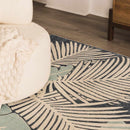 Thebarton Coastal Blue Palm Area Rug