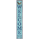 Welcome Orange Beach Pelican Blue Latitude Longitude | Wall Art Print on Real Wood